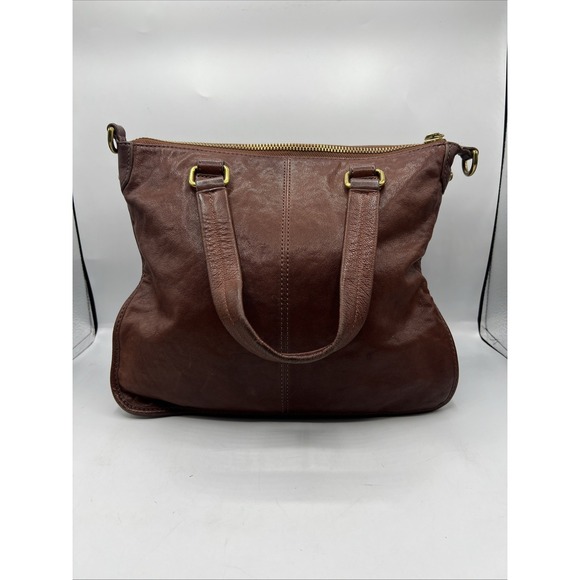 FOSSIL 1954 Becca Satchel Leather Purse Brown Handbag Handles Pebbled - Picture 3 of 12